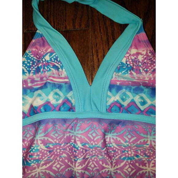 Justice Halter Swim Top Size 8 Open Back - Picture 2 of 5